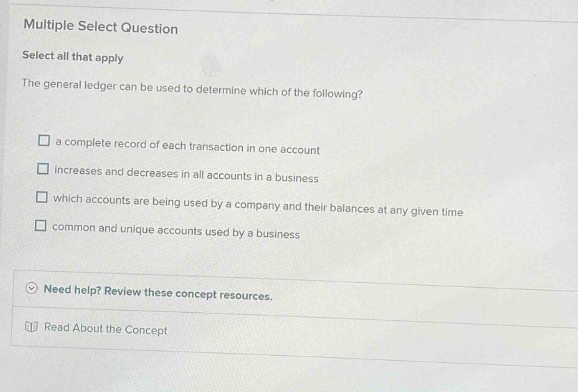 multiple select question select all that apply the general ledger can b…