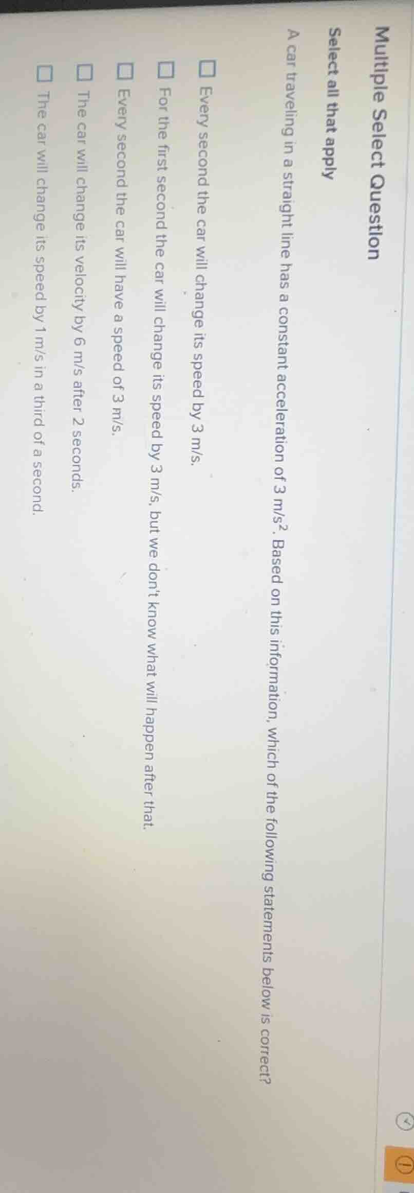 multiple select question select all that apply a car traveling in a str…