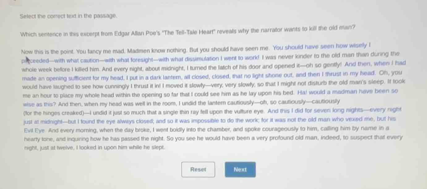 select the correct text in the passage. which sentence in this excerpt …