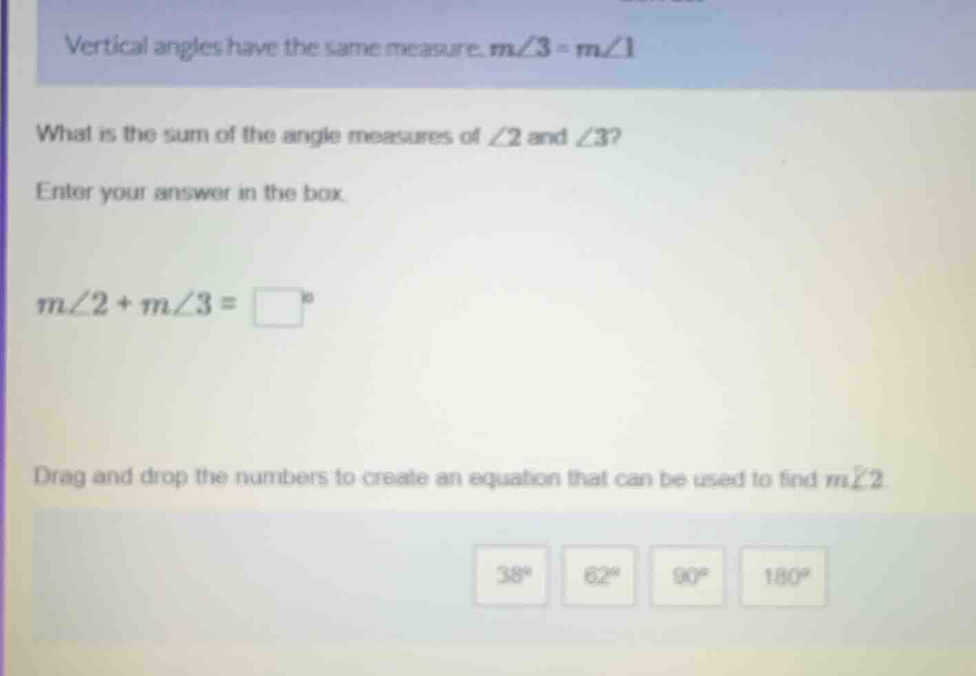 vertical angles have the same measure. $m\\angle3 = m\\angle1$ what is …