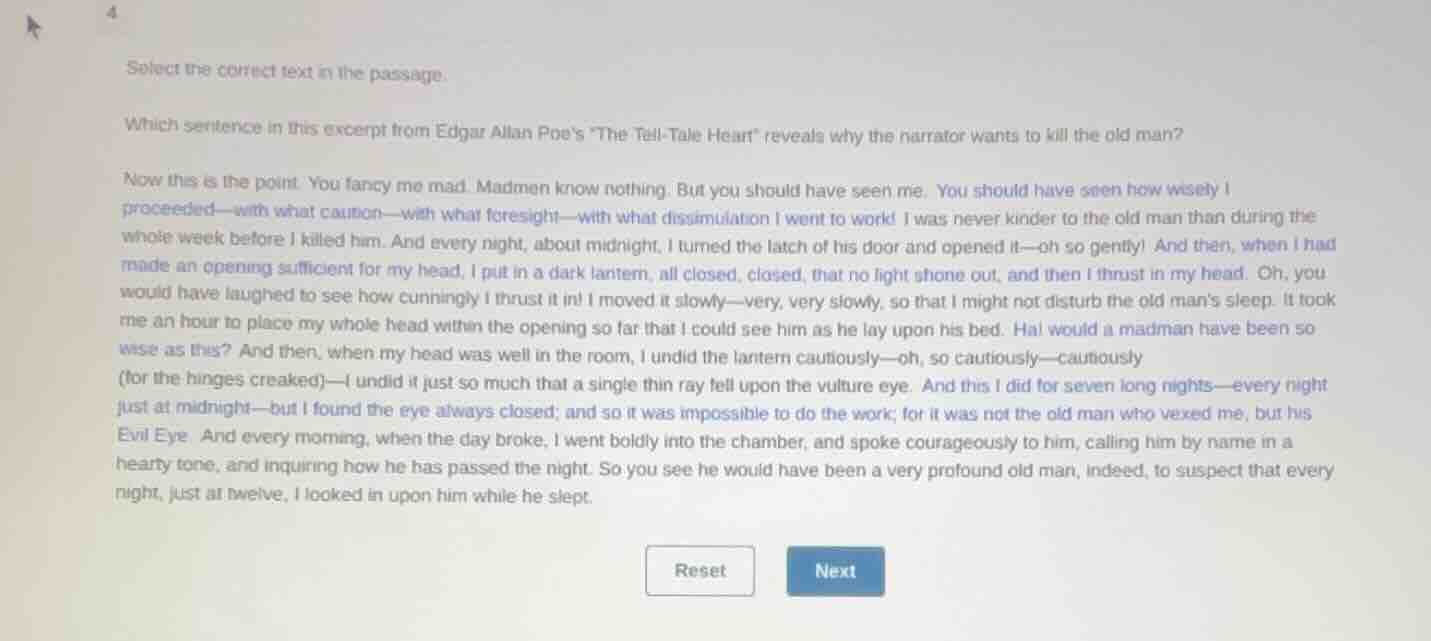 select the correct text in the passage. which sentence in this excerpt …