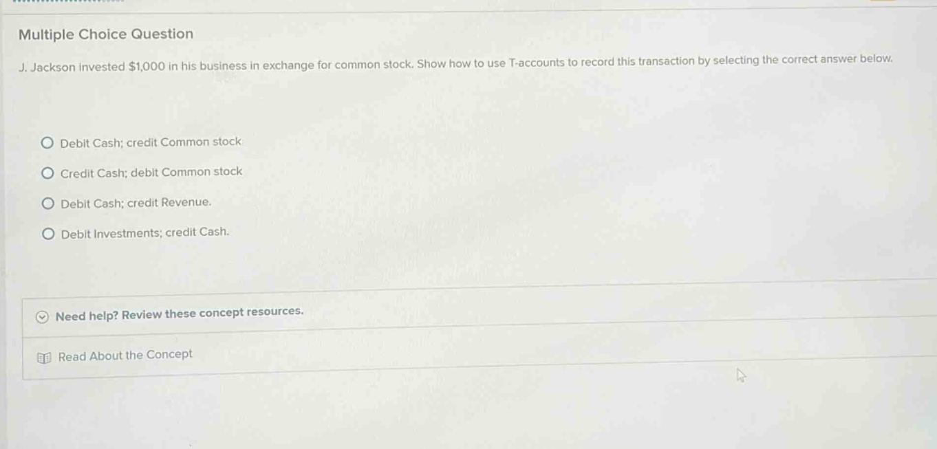 multiple choice question j. jackson invested $1,000 in his business in …