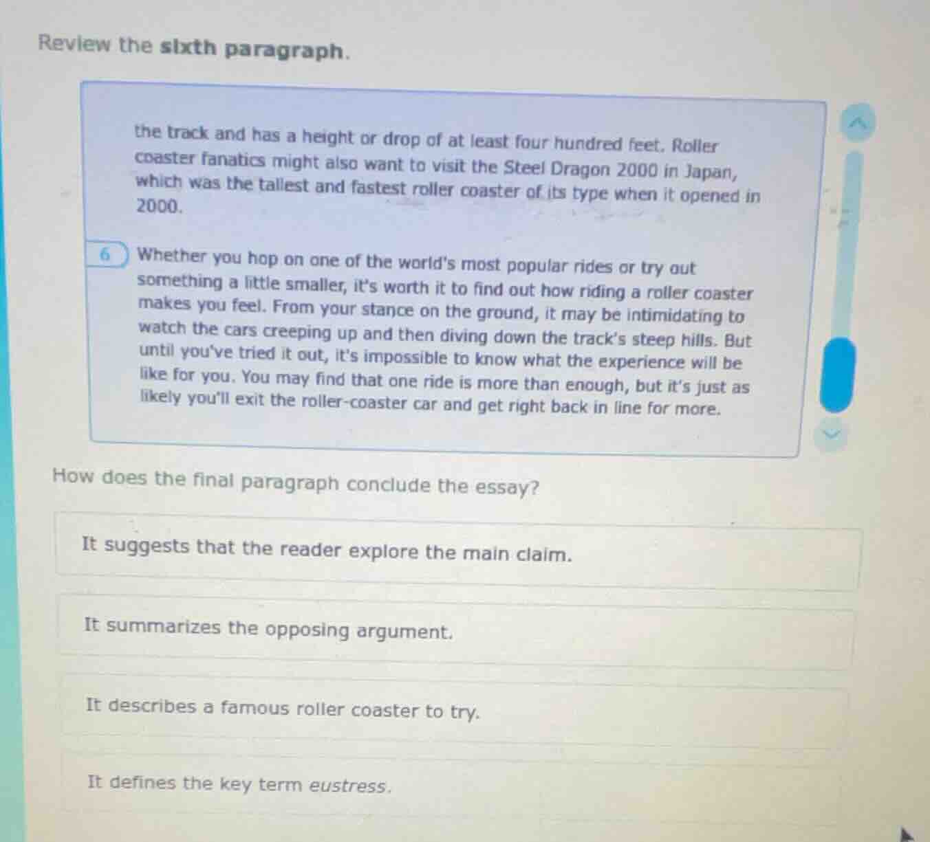 review the sixth paragraph. the track and has a height or drop of at le…