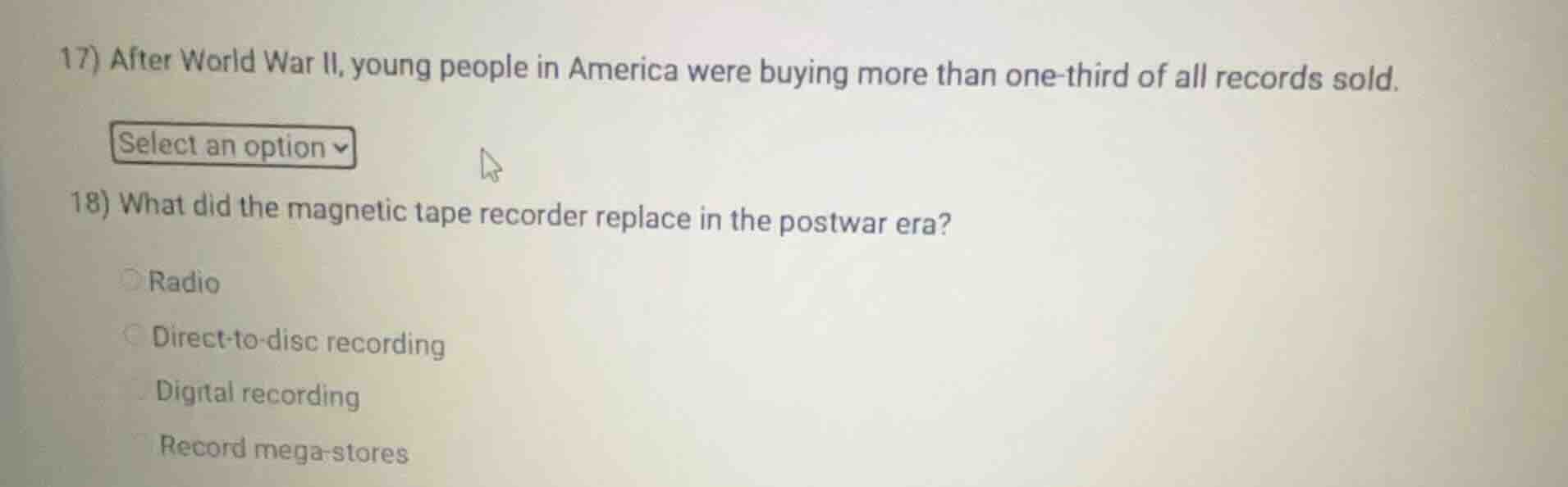 17) after world war ii, young people in america were buying more than o…