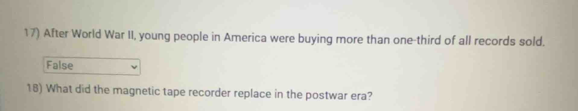 17) after world war ii, young people in america were buying more than o…