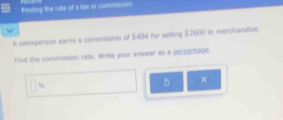 finding the rate of a tax or commission a salesperson earns a commissio…