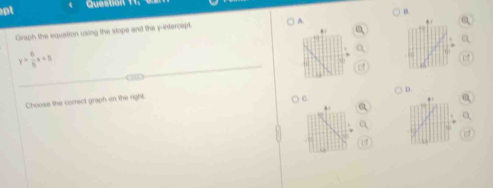 graph the equation using the slope and the y - intercept. ( y = \frac{6…