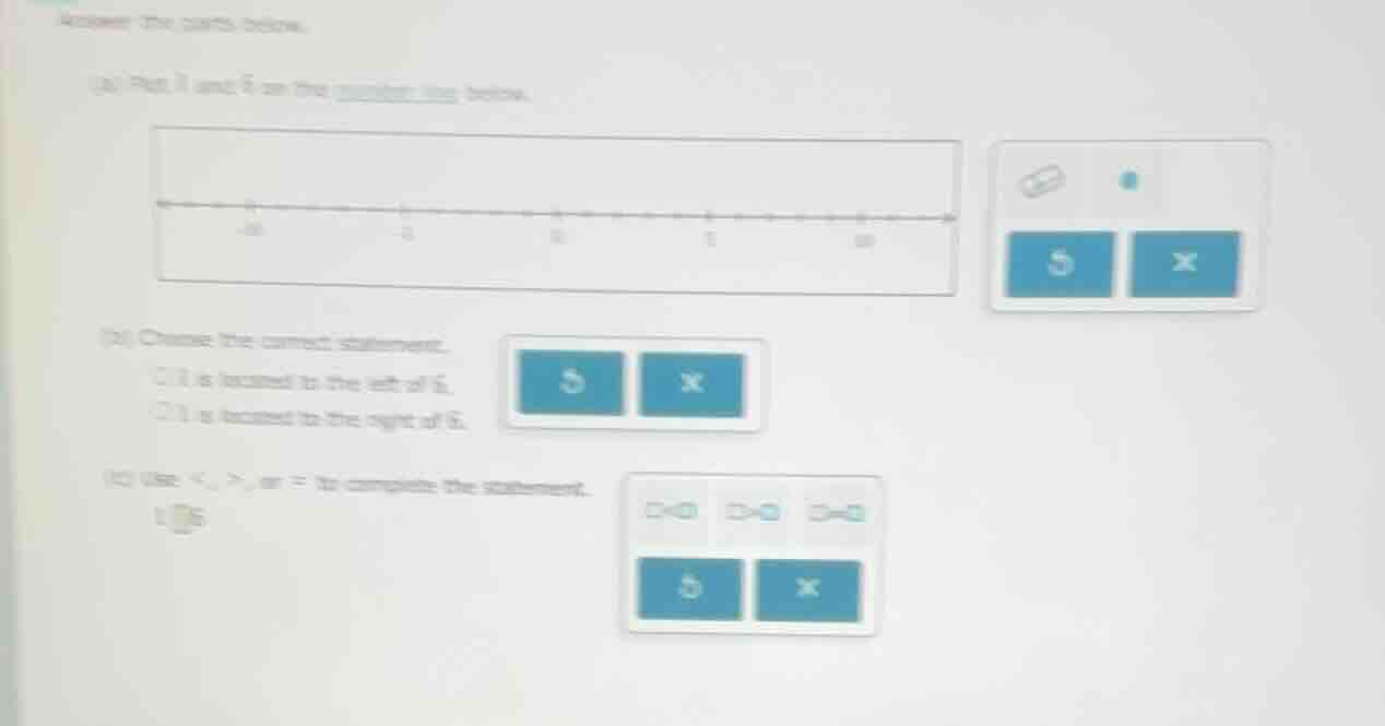 answer the parts below. (a) put 1 and 6 on the number line below. (imag…