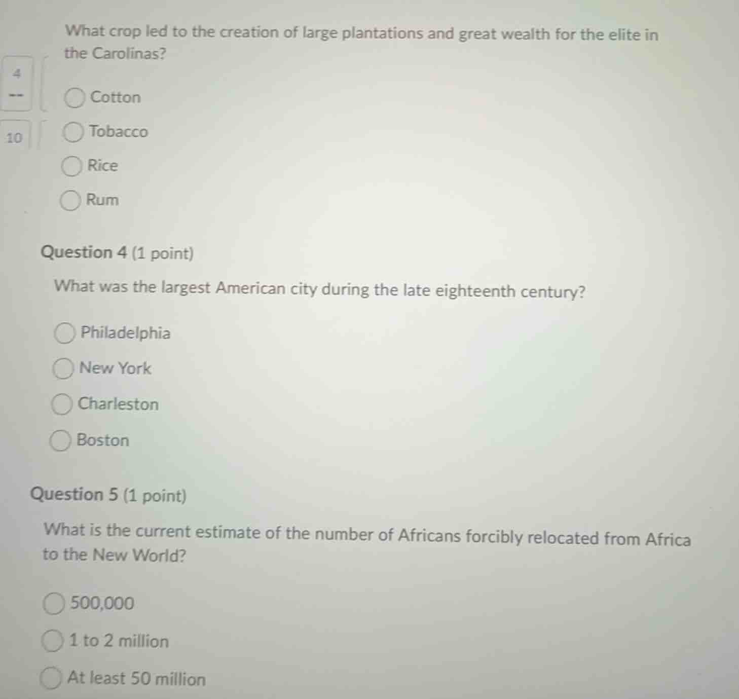 what crop led to the creation of large plantations and great wealth for…