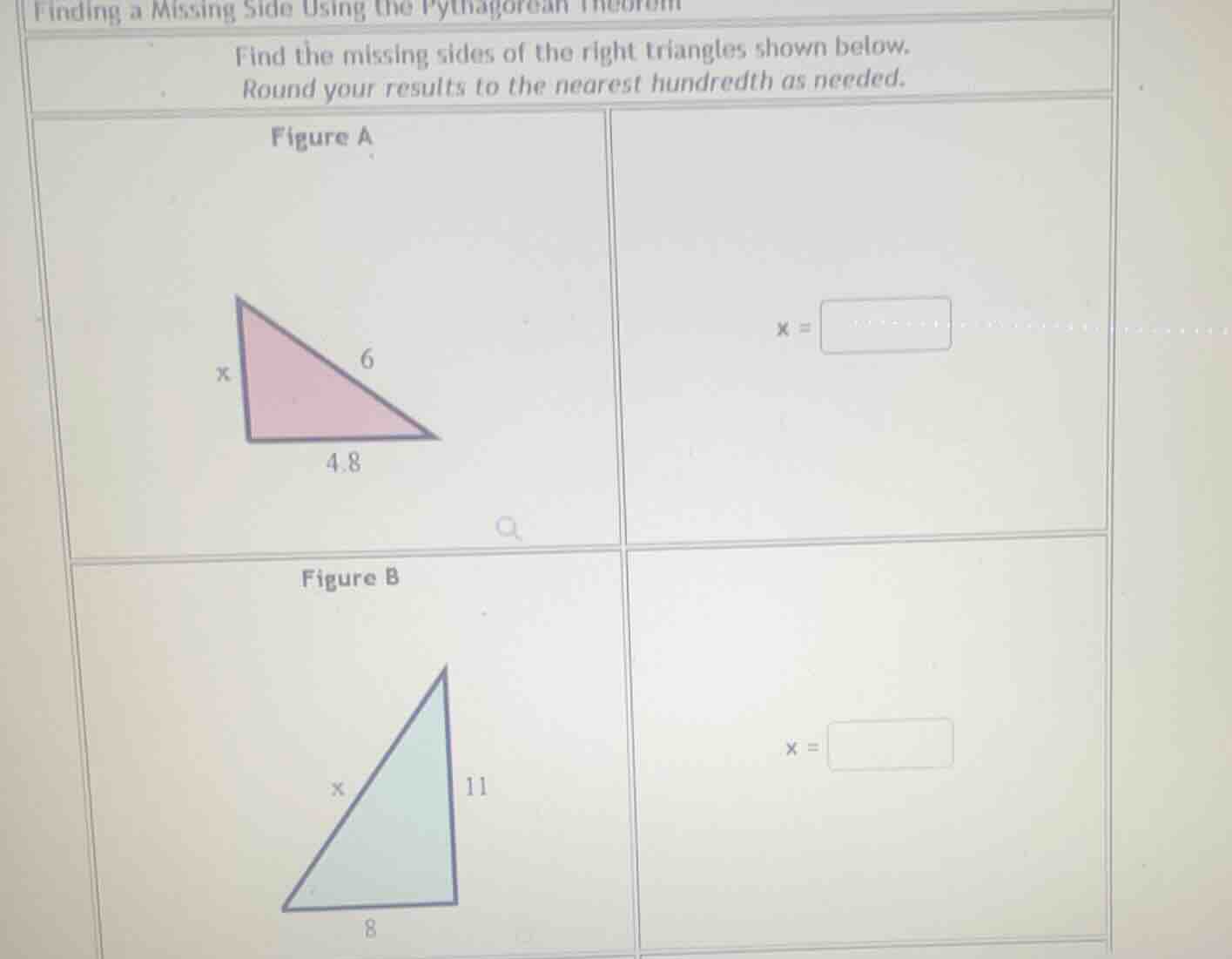 finding a missing side using the pythagorean theorem find the missing s…