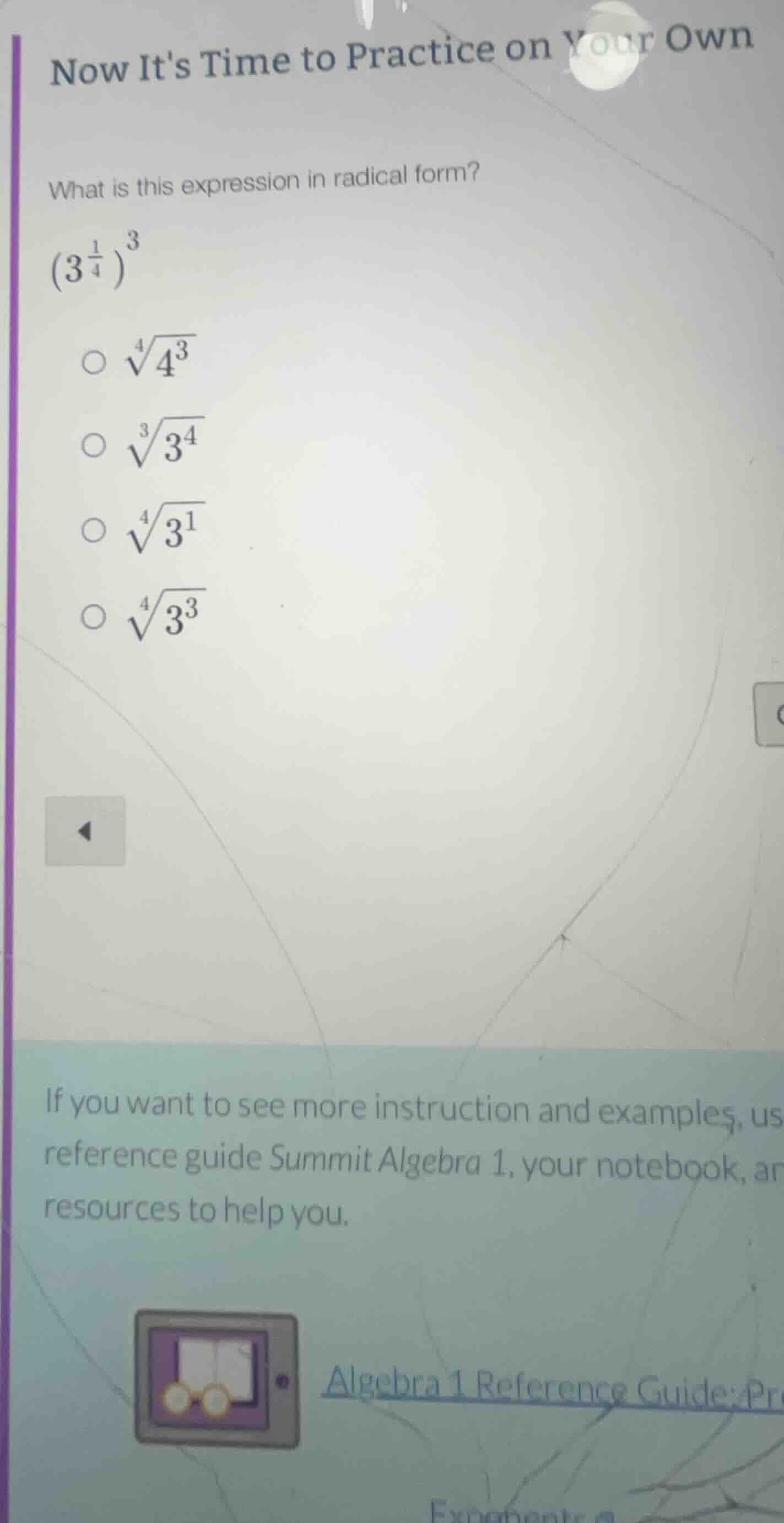 now its time to practice on your own what is this expression in radical…