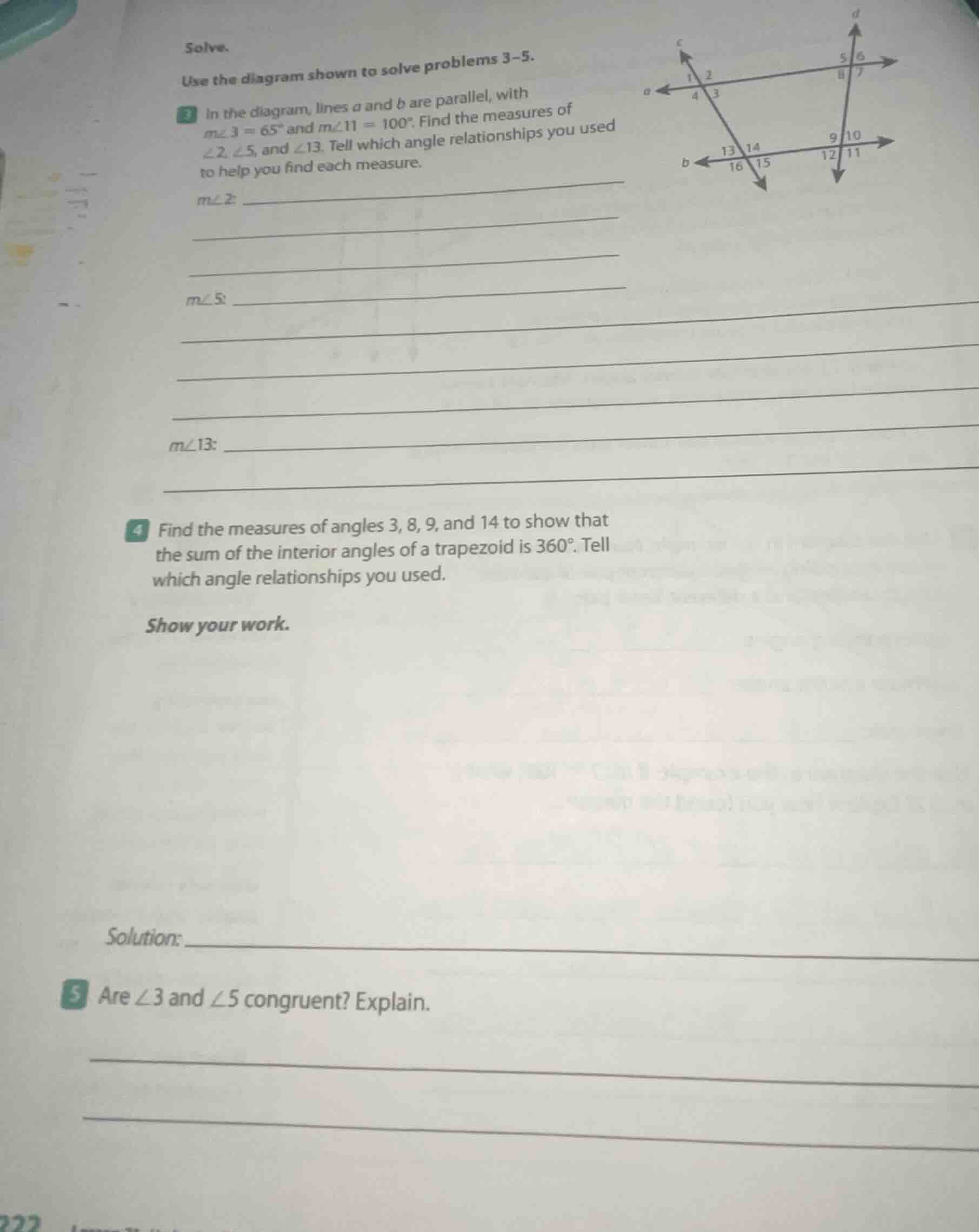 solve. use the diagram shown to solve problems 3–5. 3 in the diagram, l…