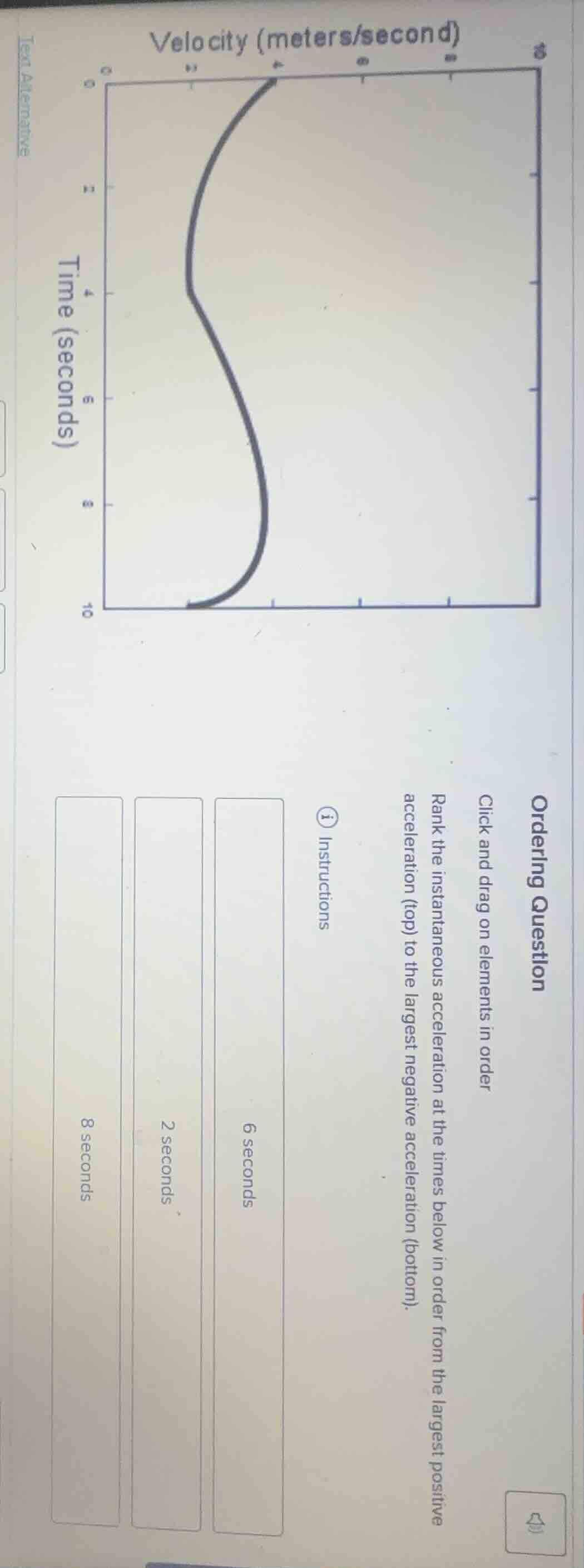 ordering question click and drag on elements in order rank the instanta…