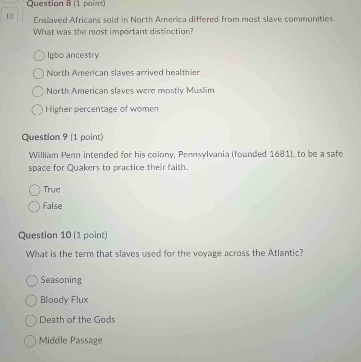 question 8 (1 point) enslaved africans sold in north america differed f…