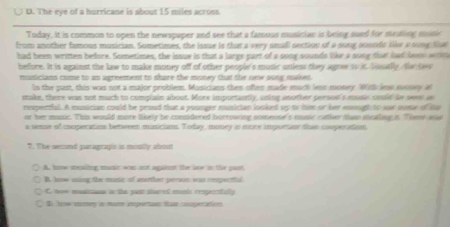 d. the eye of a hurricane is about 15 miles across. today, it is common…