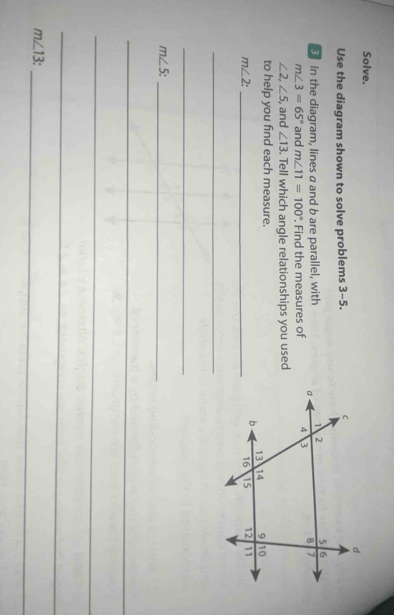 solve. use the diagram shown to solve problems 3–5. 3 in the diagram, l…