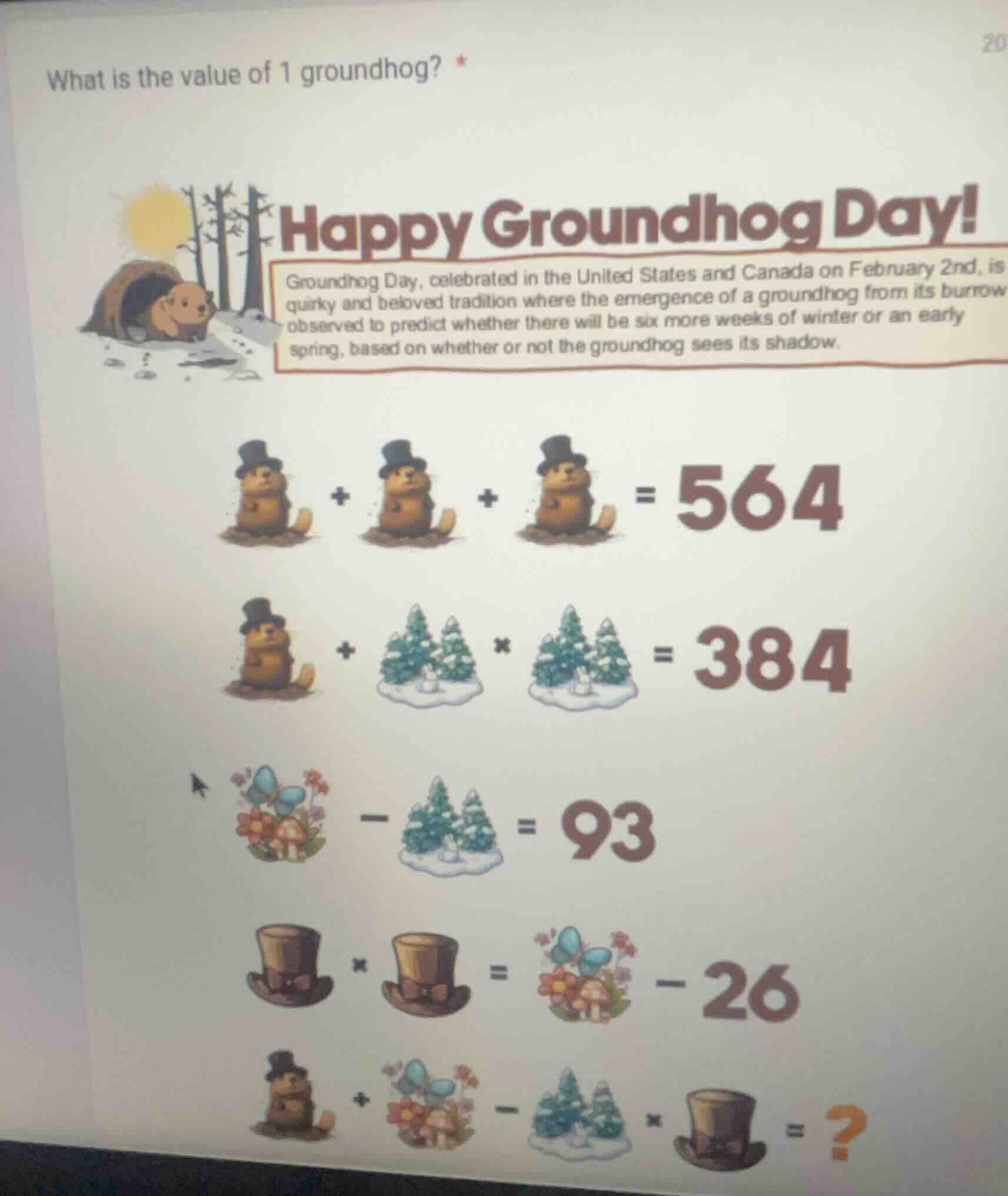 what is the value of 1 groundhog? happy groundhog day! groundhog day, c…
