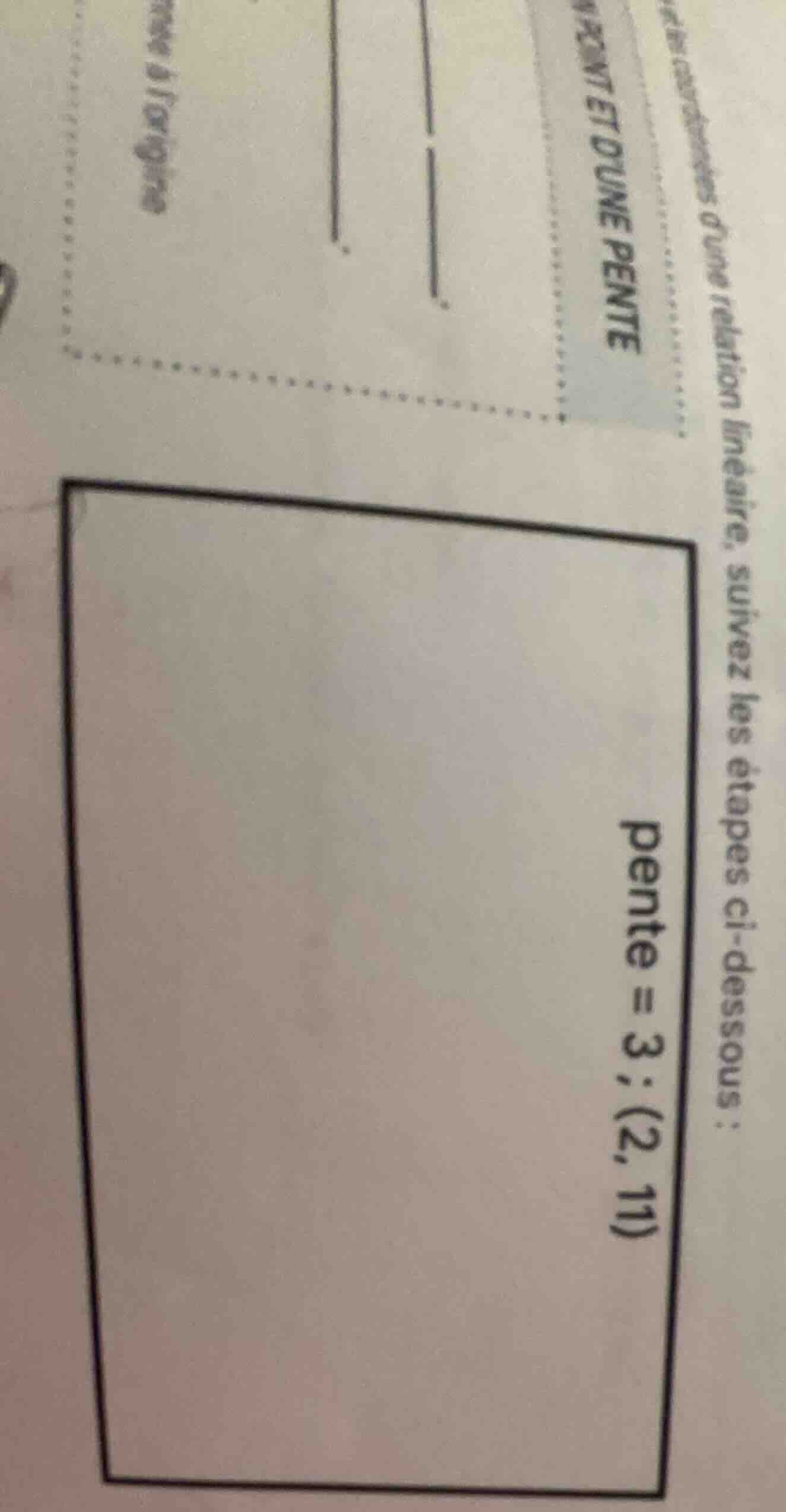 dune relation linéaire, suivez les étapes ci - dessous : pente = 3 ; (2…