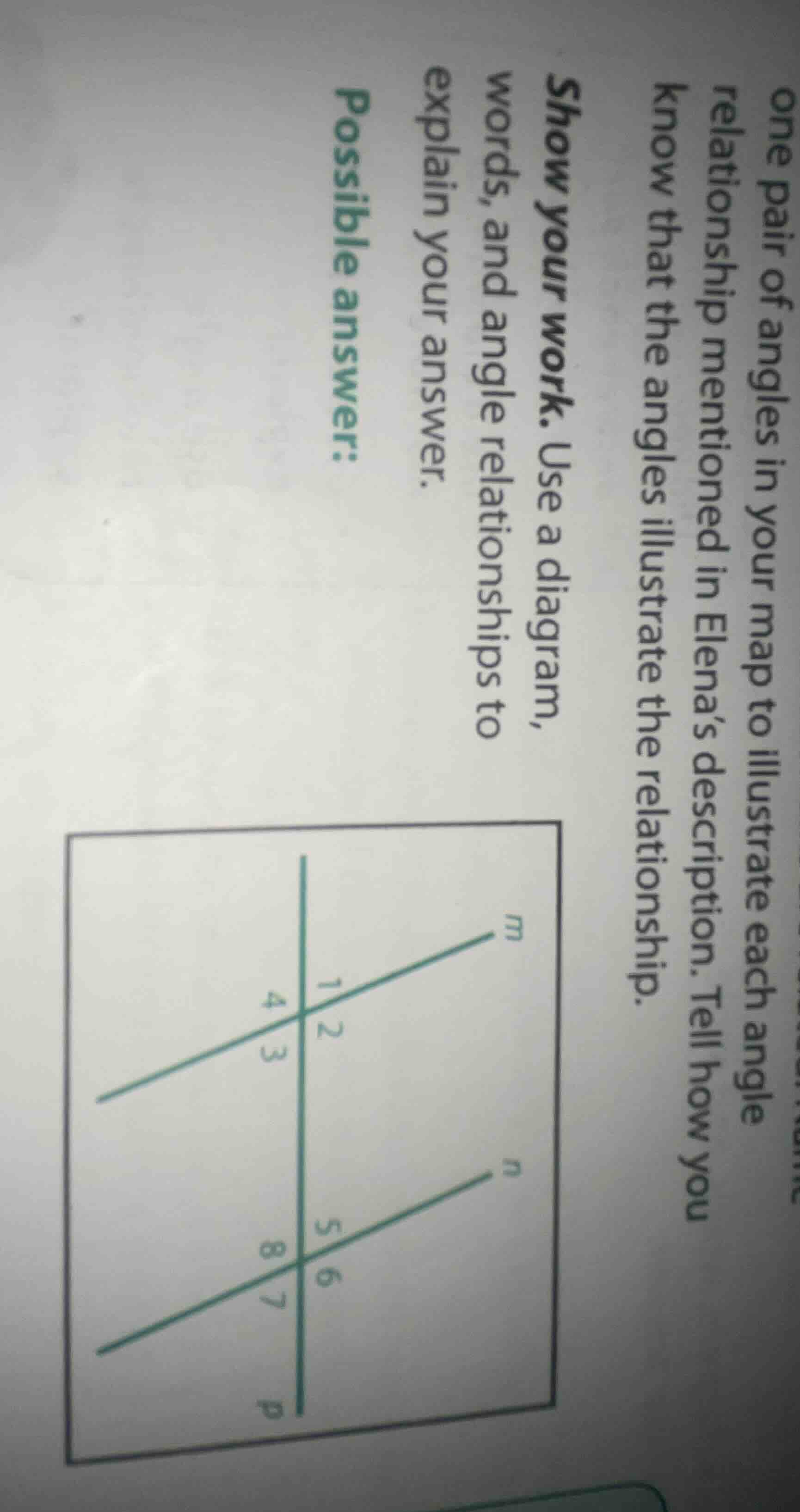 one pair of angles in your map to illustrate each angle relationship me…