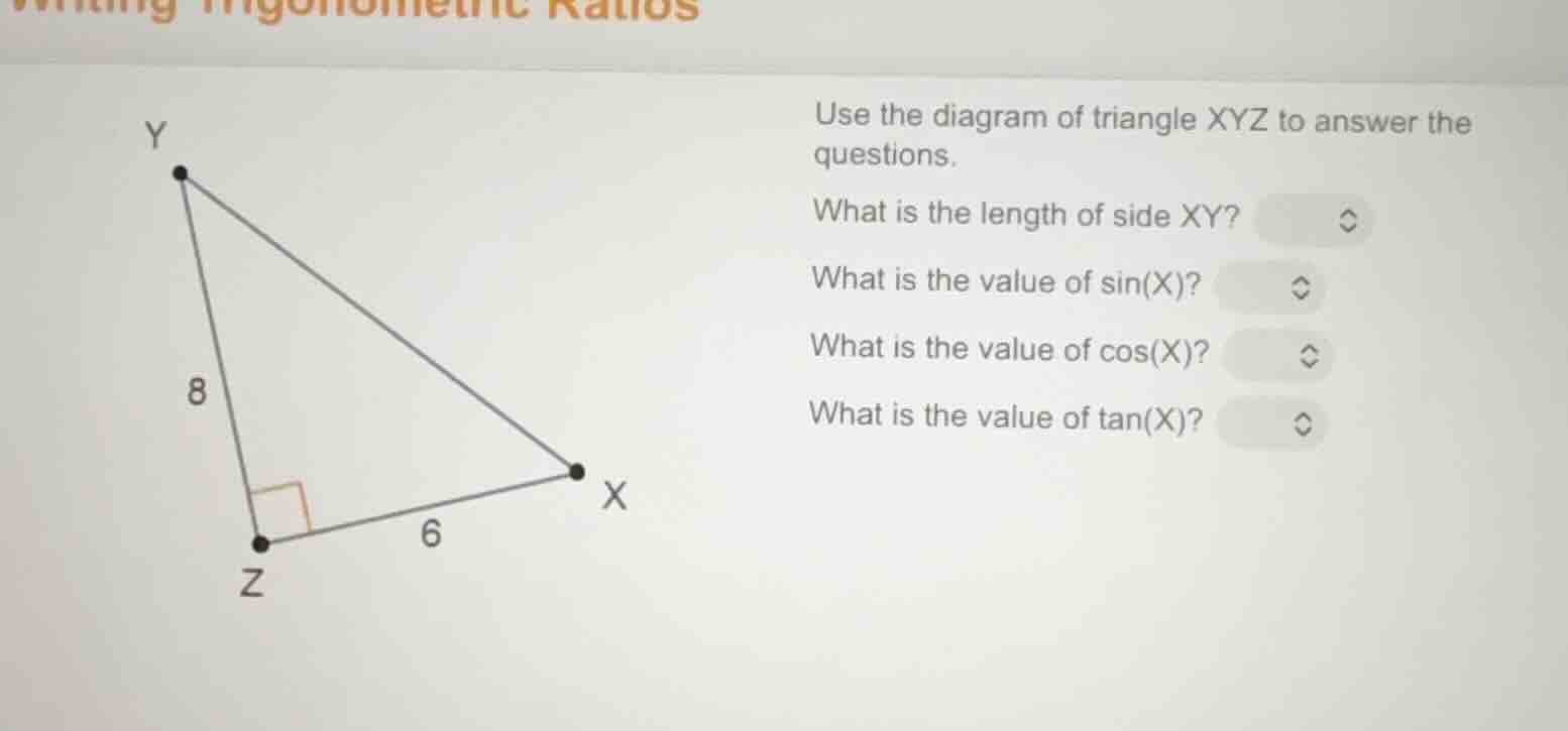 use the diagram of triangle xyz to answer the questions. what is the le…
