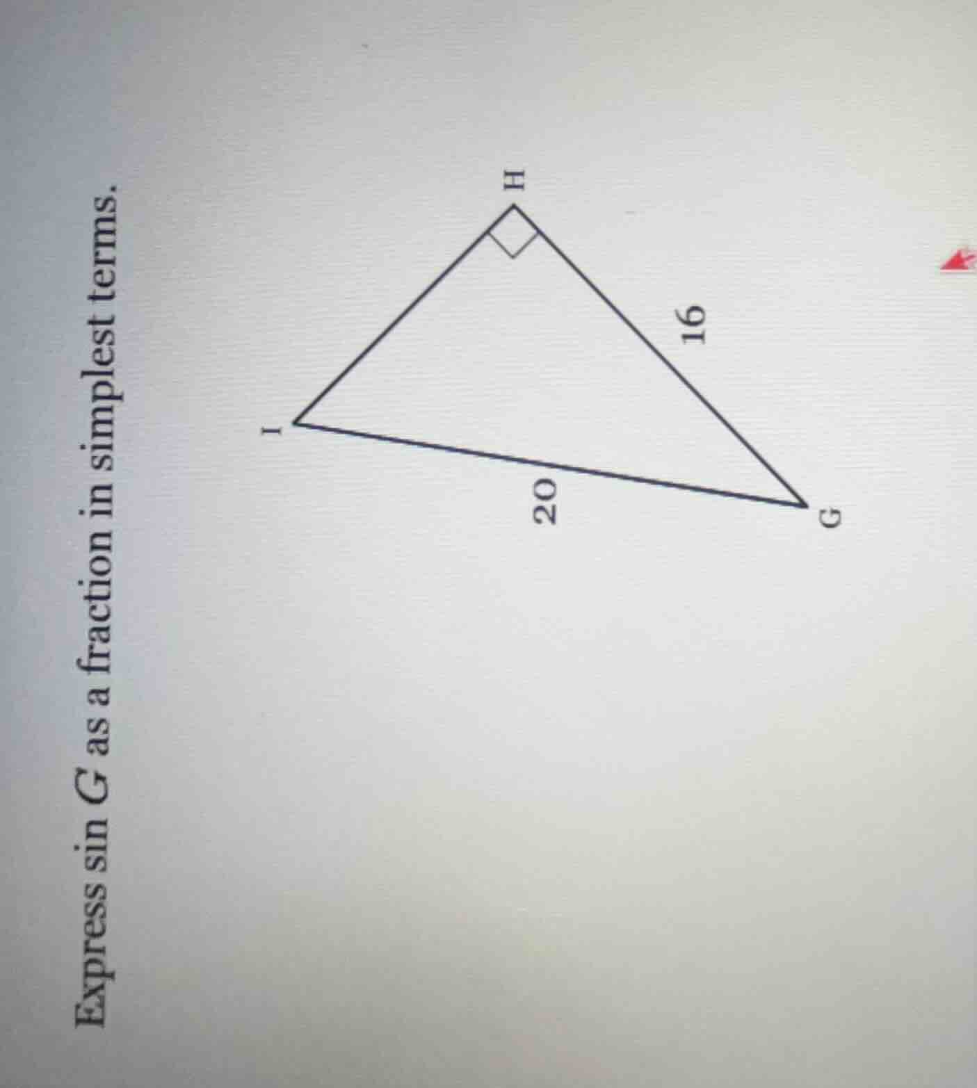 express (sin g) as a fraction in simplest terms.