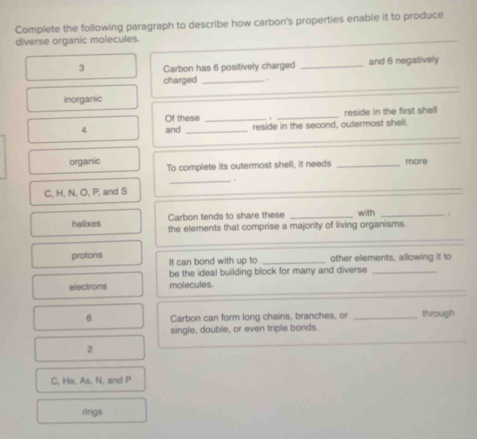 complete the following paragraph to describe how carbons properties ena…