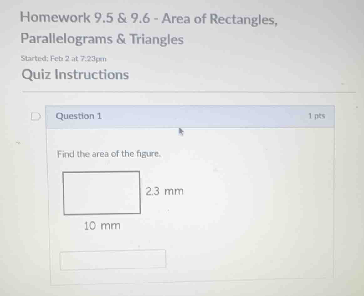 homework 9.5 & 9.6 - area of rectangles, parallelograms & triangles sta…