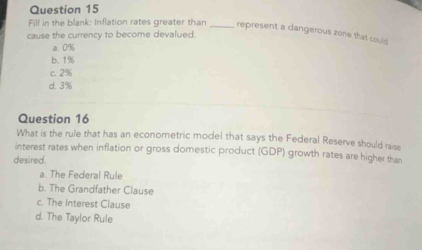 question 15 fill in the blank: inflation rates greater than ______ repr…