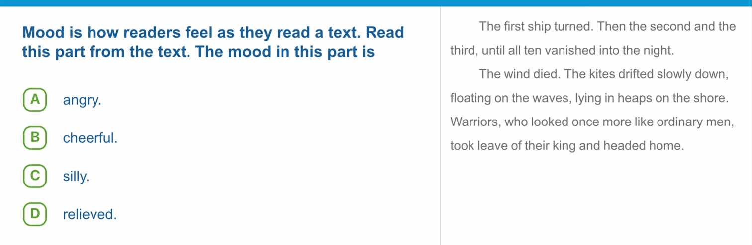 mood is how readers feel as they read a text. read this part from the t…