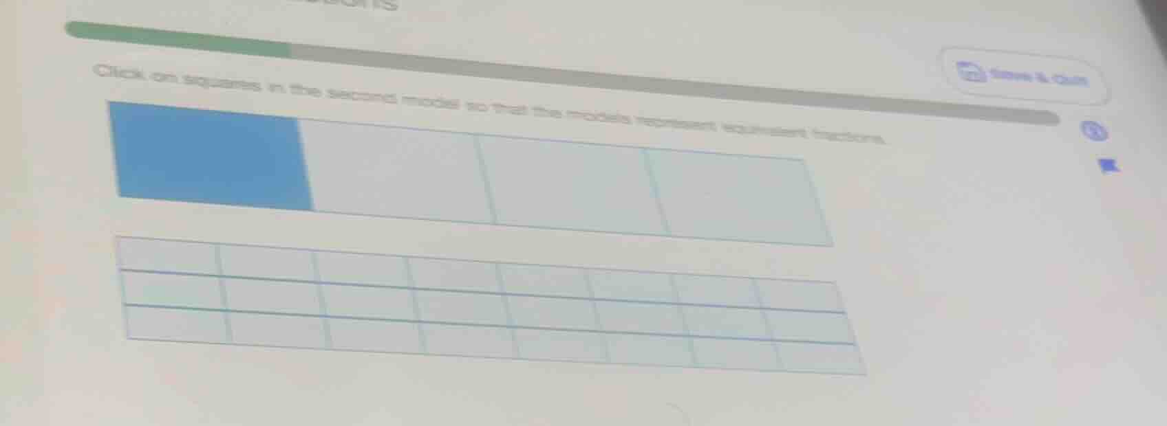 click on squares in the second model so that the models represent equiv…