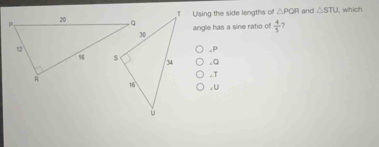 using the side lengths of $\\triangle pqr$ and $\\triangle stu$, which …