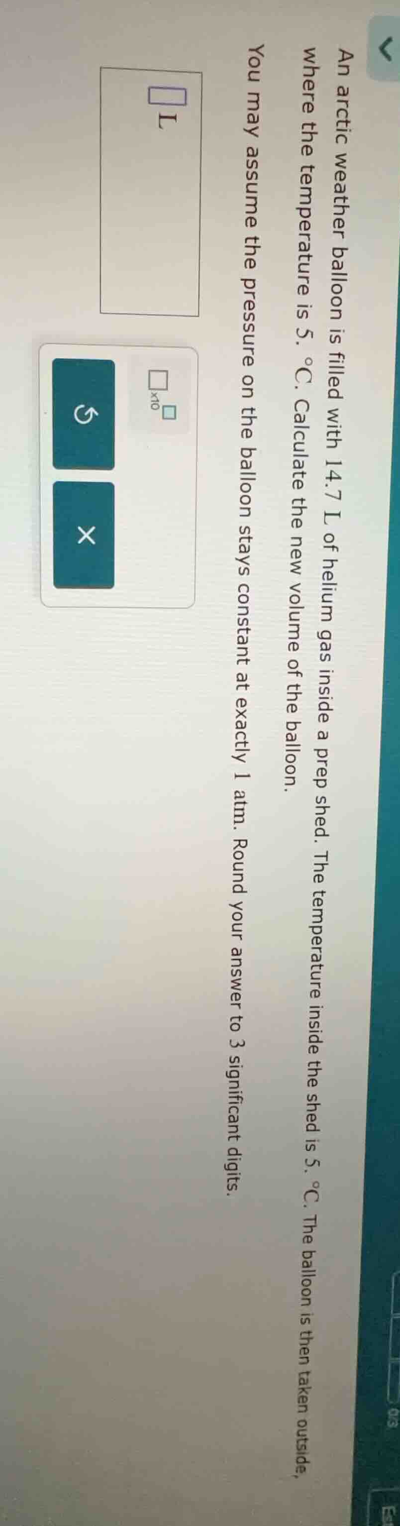 an arctic weather balloon is filled with 14.7 l of helium gas inside a …