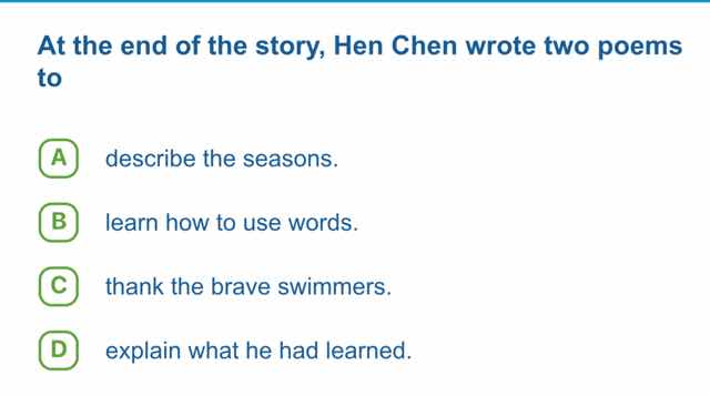 at the end of the story, hen chen wrote two poems to a describe the sea…