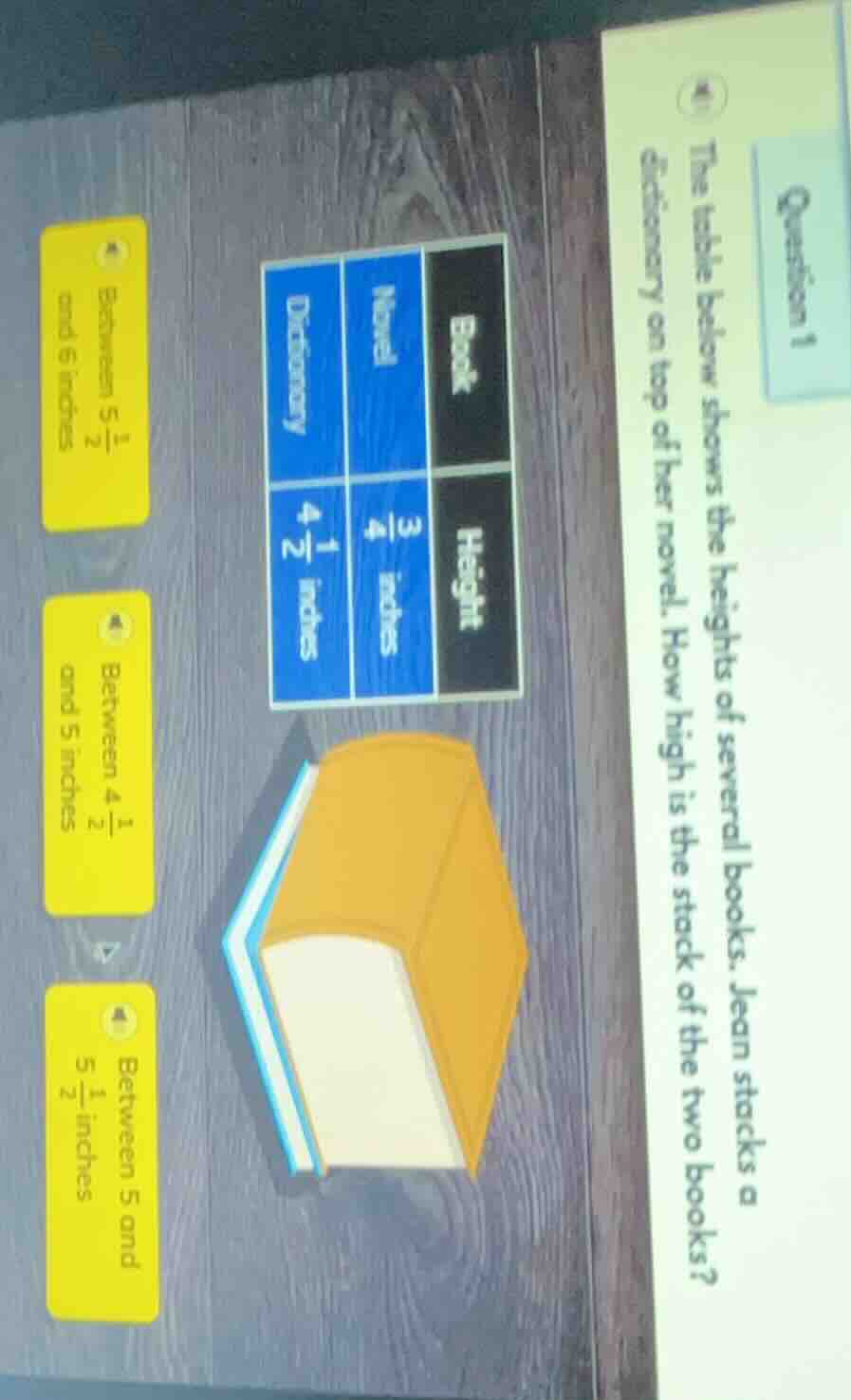question 1 the table below shows the heights of several books. jean sta…