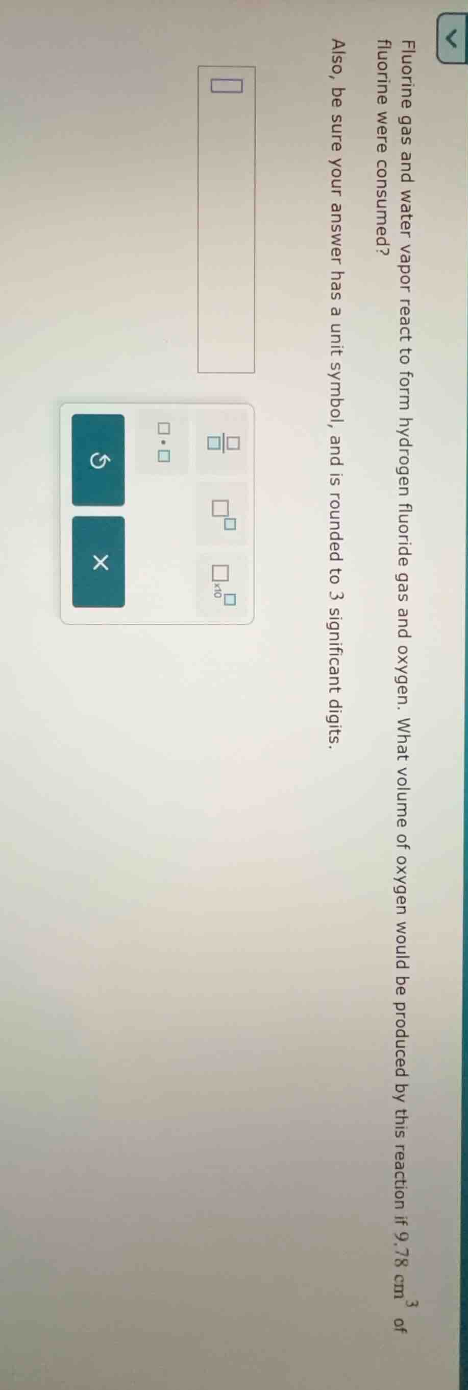fluorine gas and water vapor react to form hydrogen fluoride gas and ox…