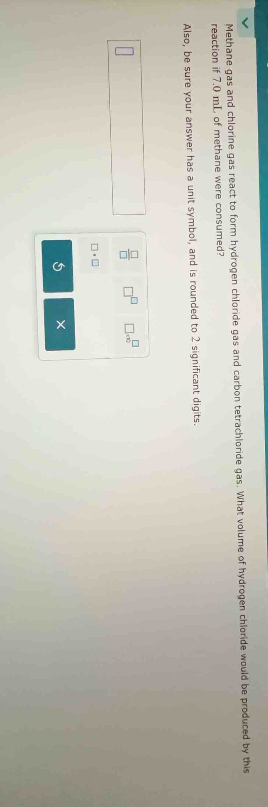 methane gas and chlorine gas react to form hydrogen chloride gas and ca…