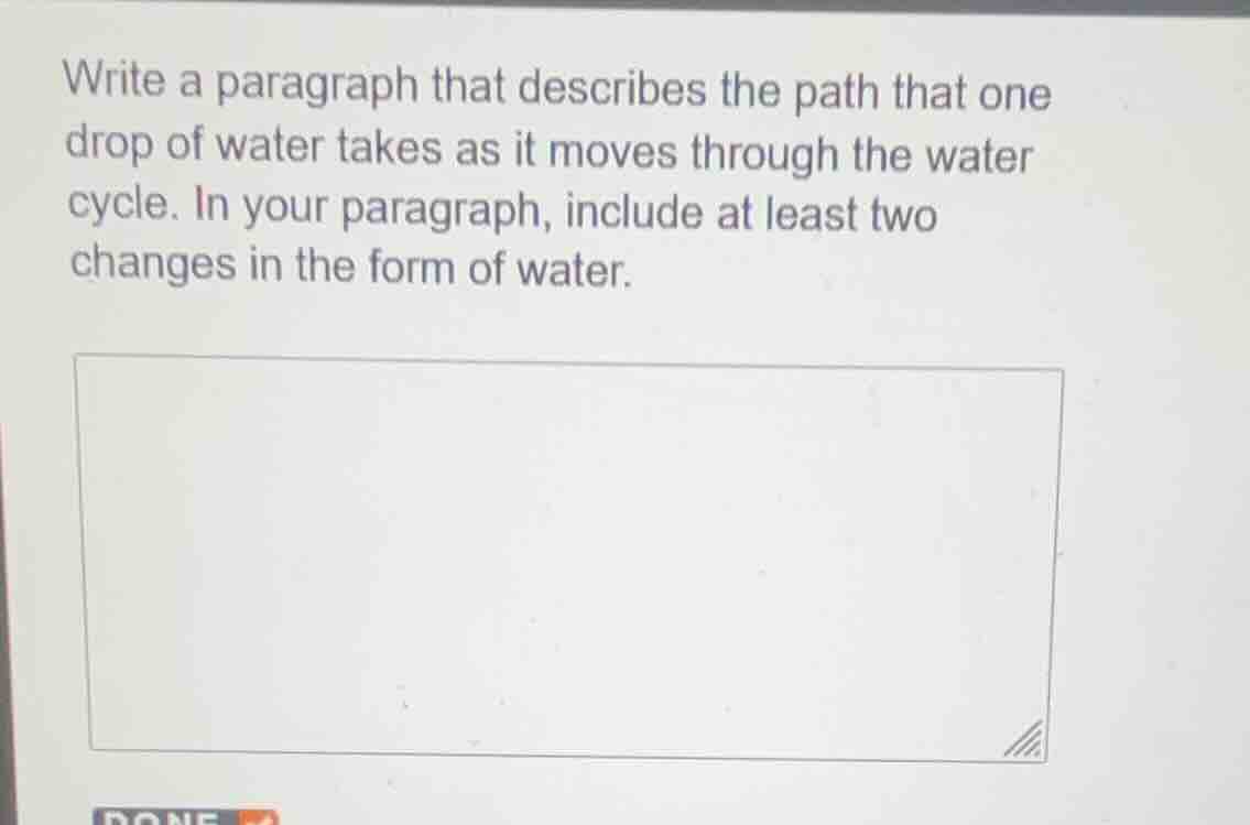 write a paragraph that describes the path that one drop of water takes …