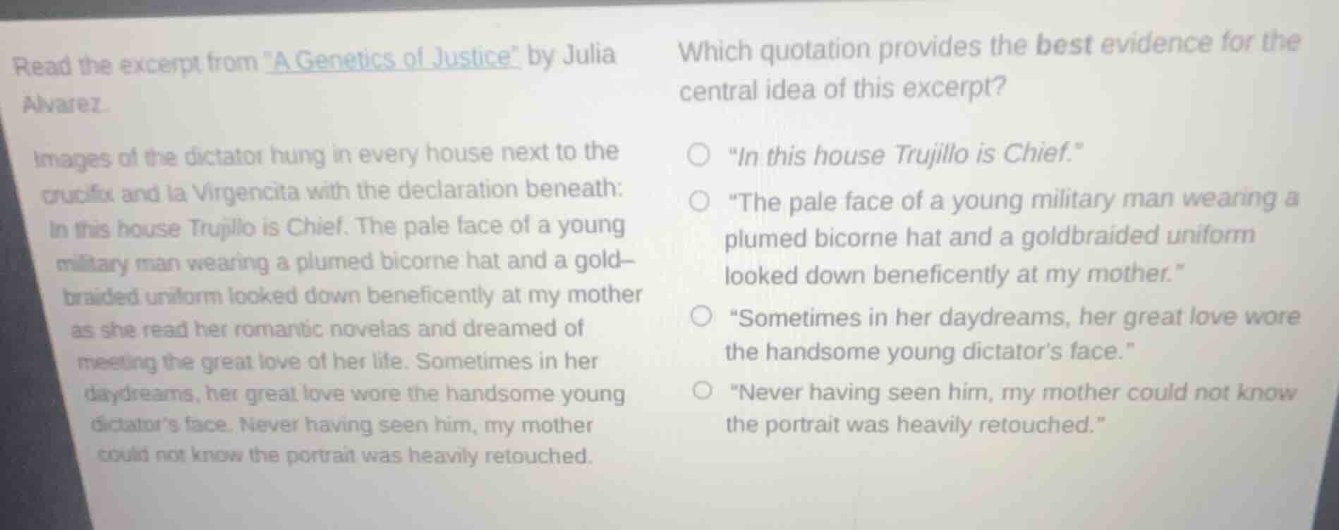 read the excerpt from \a genetics of justice\ by julia alvarez. images …