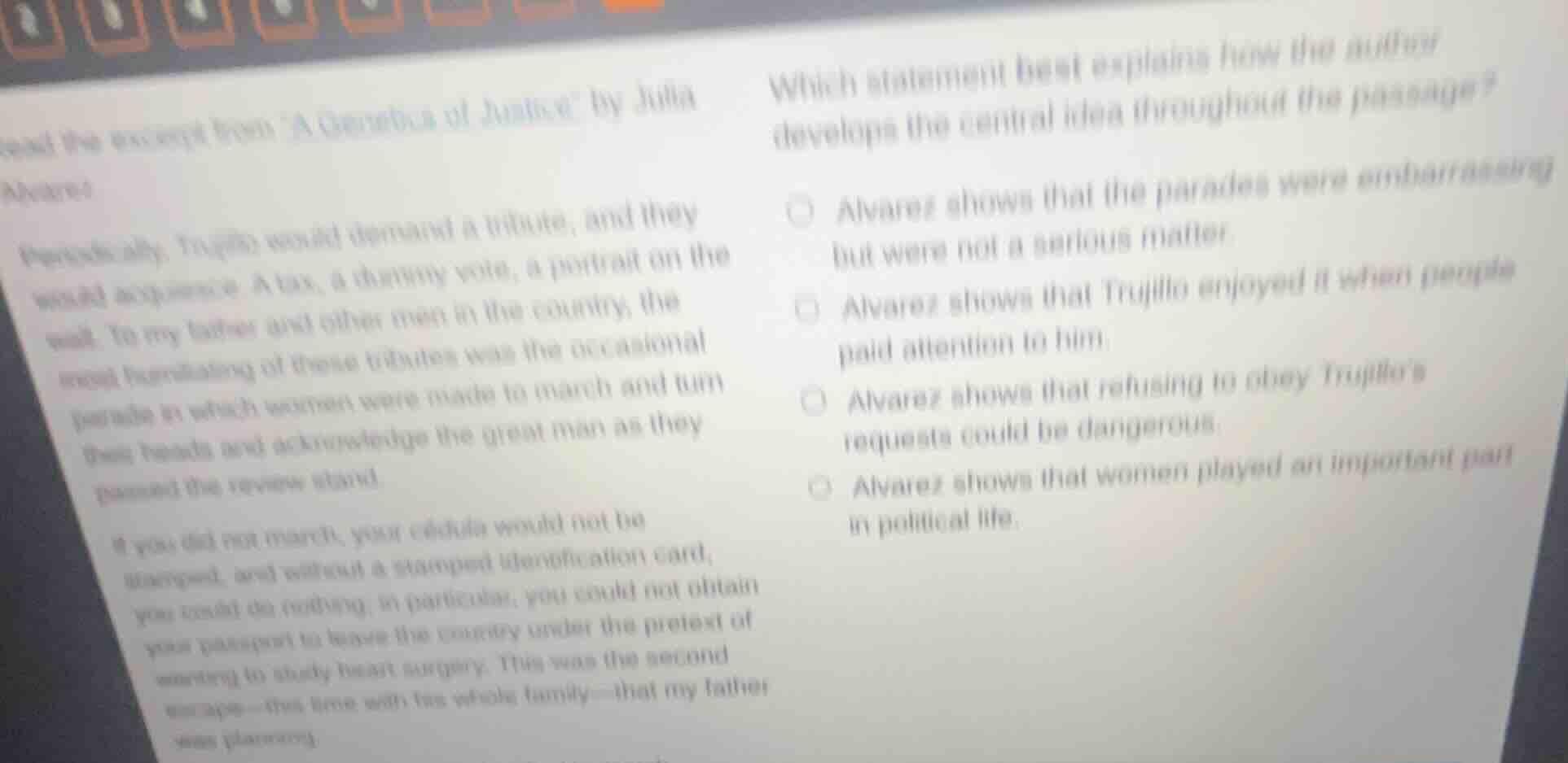 read the excerpt from a genetics of justice by julia alvarez. personall…