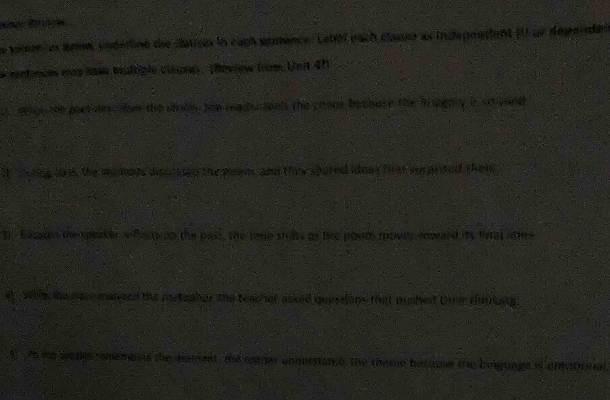 instructions: for each sentence below, underline the clauses in each se…
