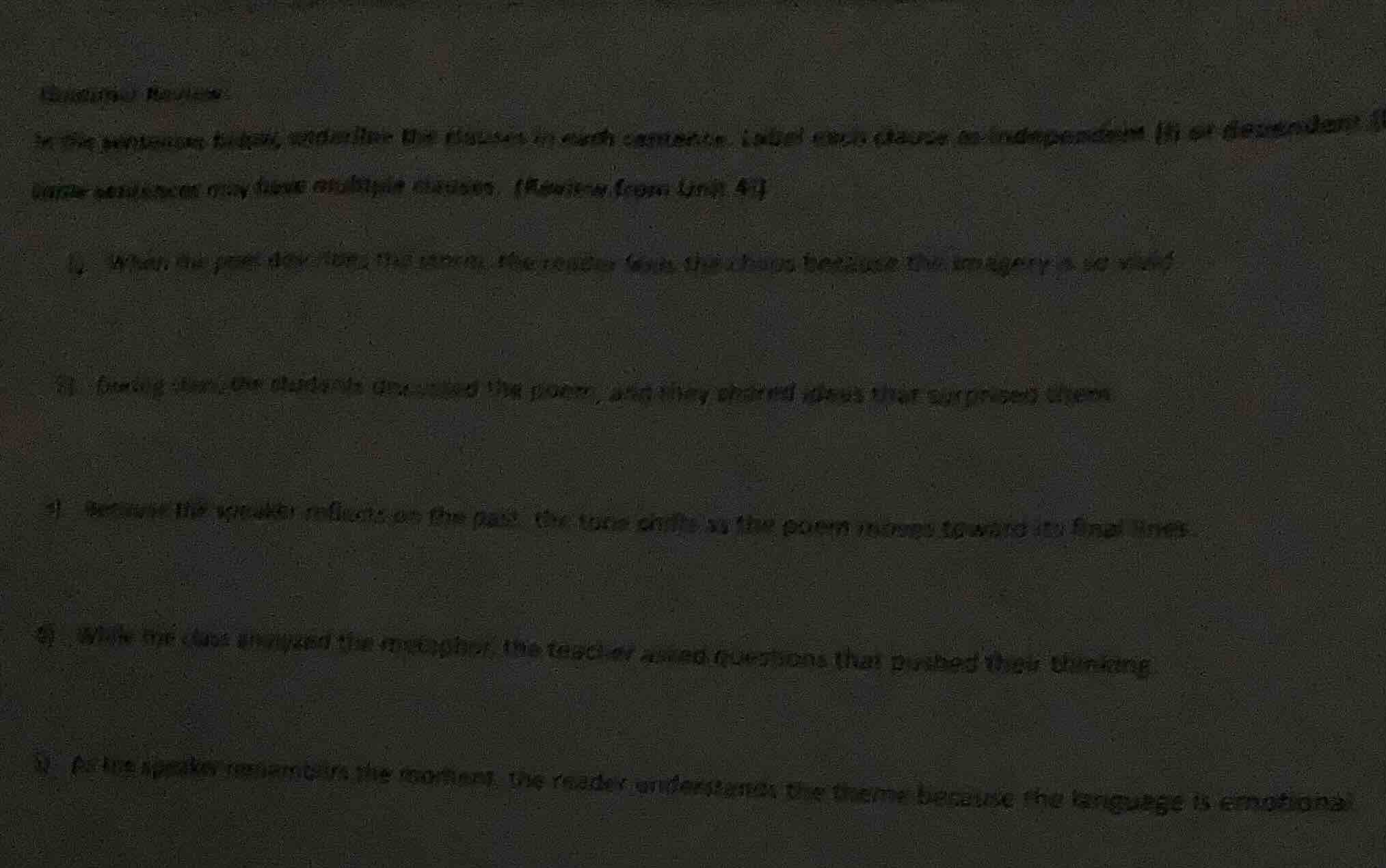 grammar review: in the sentences below, underline the clauses in each s…