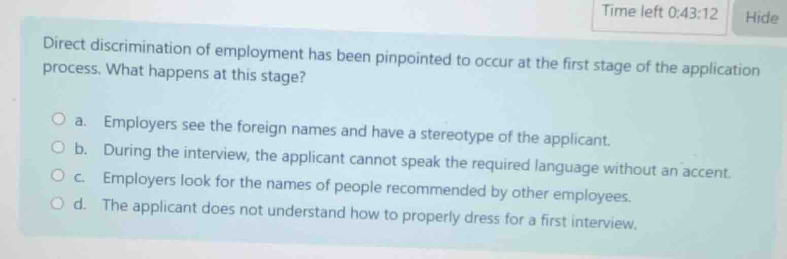 direct discrimination of employment has been pinpointed to occur at the…