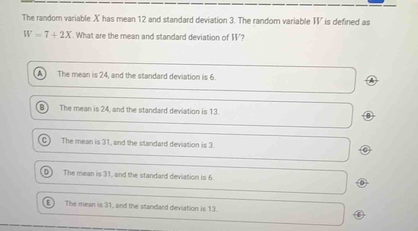 the random variable ( x ) has mean 12 and standard deviation 3. the ran…