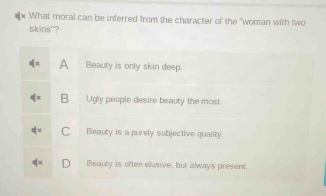 what moral can be inferred from the character of the \woman with two sk…