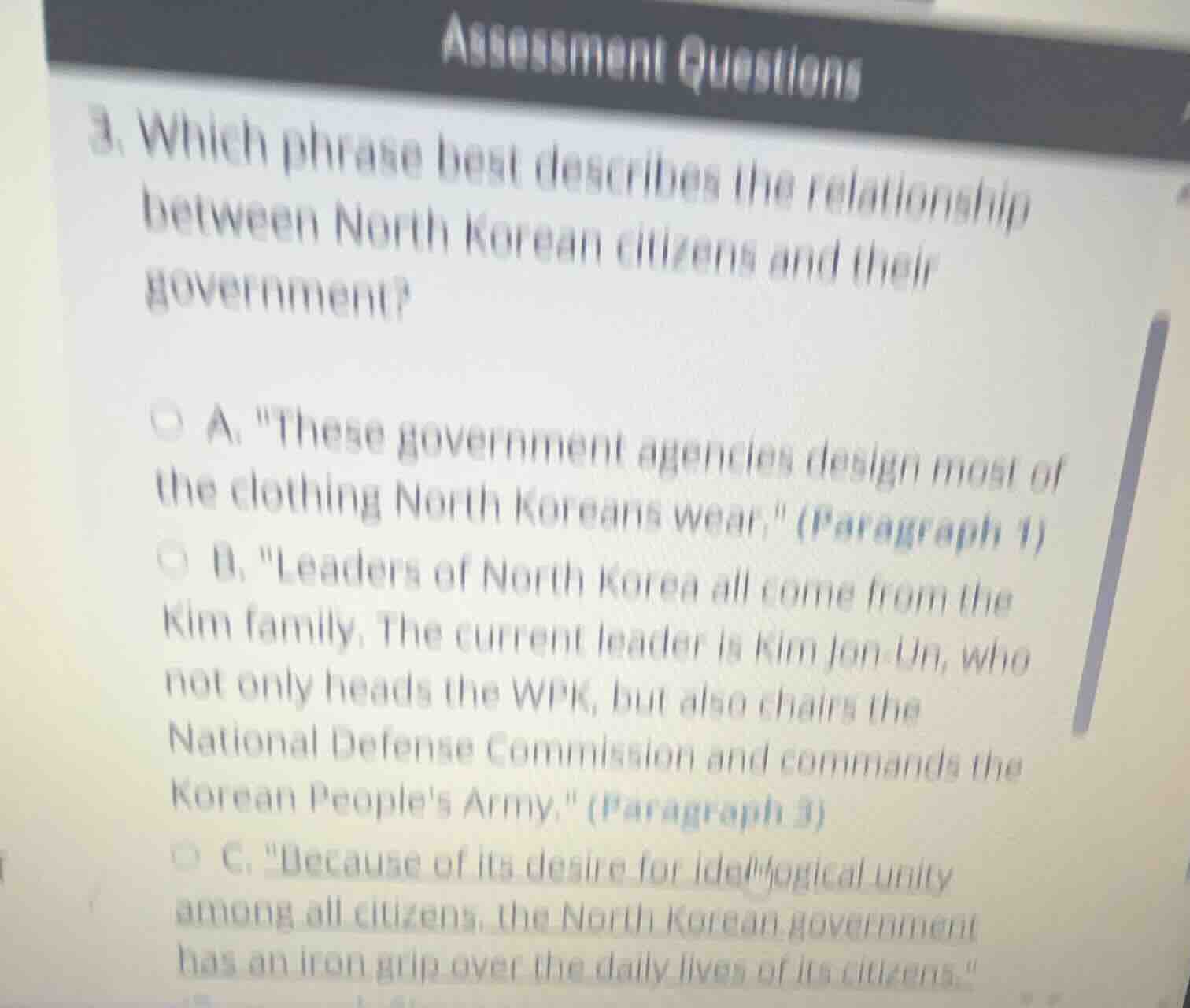 3. which phrase best describes the relationship between north korean ci…