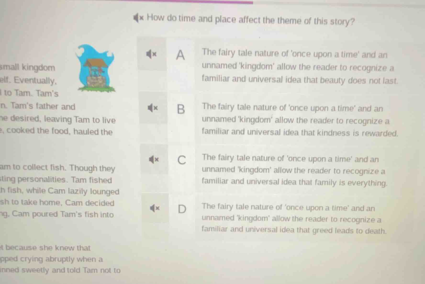 how do time and place affect the theme of this story? a the fairy tale …