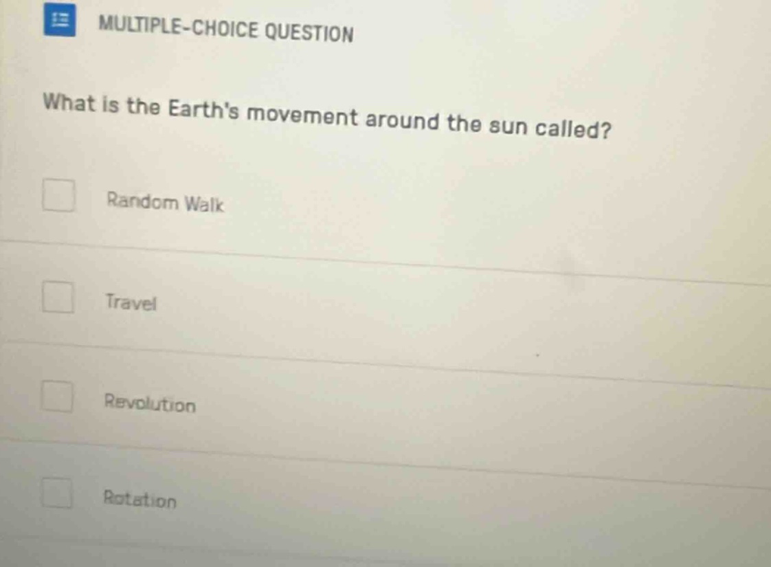 multiple-choice question what is the earths movement around the sun cal…