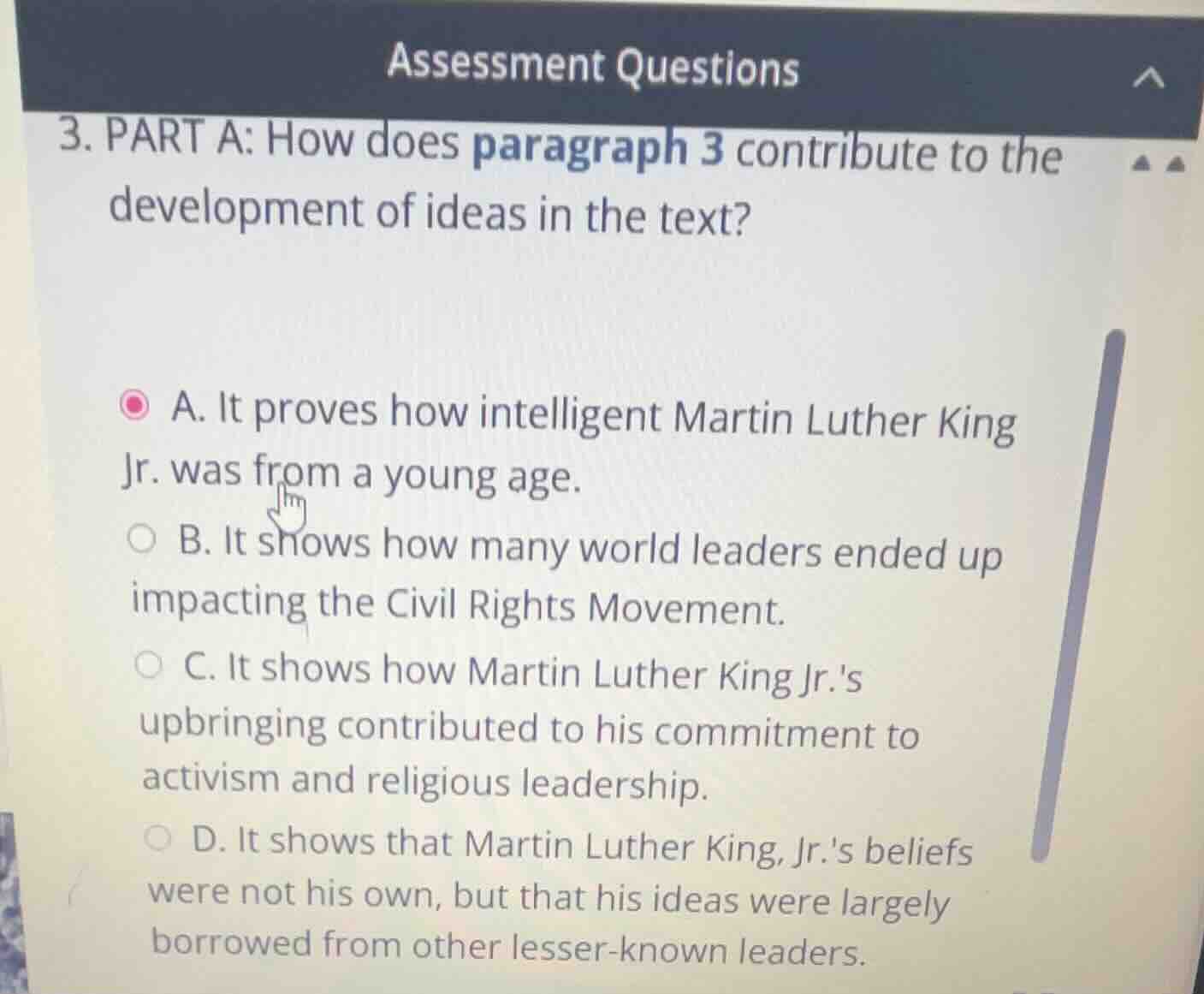 3. part a: how does paragraph 3 contribute to the development of ideas …