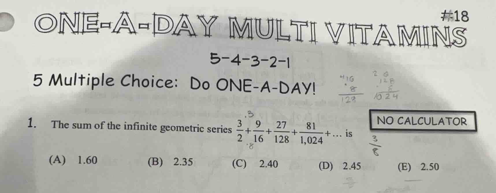 one-a-day multi vitamins #18 5-4-3-2-1 5 multiple choice: do one-a-day!…