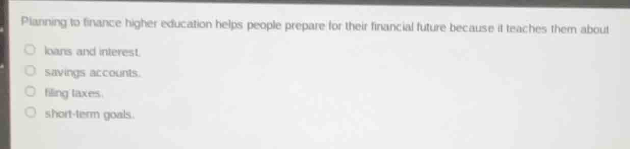 planning to finance higher education helps people prepare for their fin…